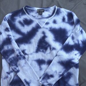 Women cashmere Blue Tie-Dye Sweater